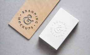 Cutout Wood & Embossed B-Card MockUp